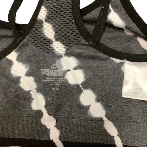 SPALDING Dark Gray & White Tie Dye Criss Cross Strappy Sports Bra-Size Medium - Picture 8 of 9